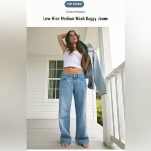 Hollister Women's Light Blue low rise baggy Jeans